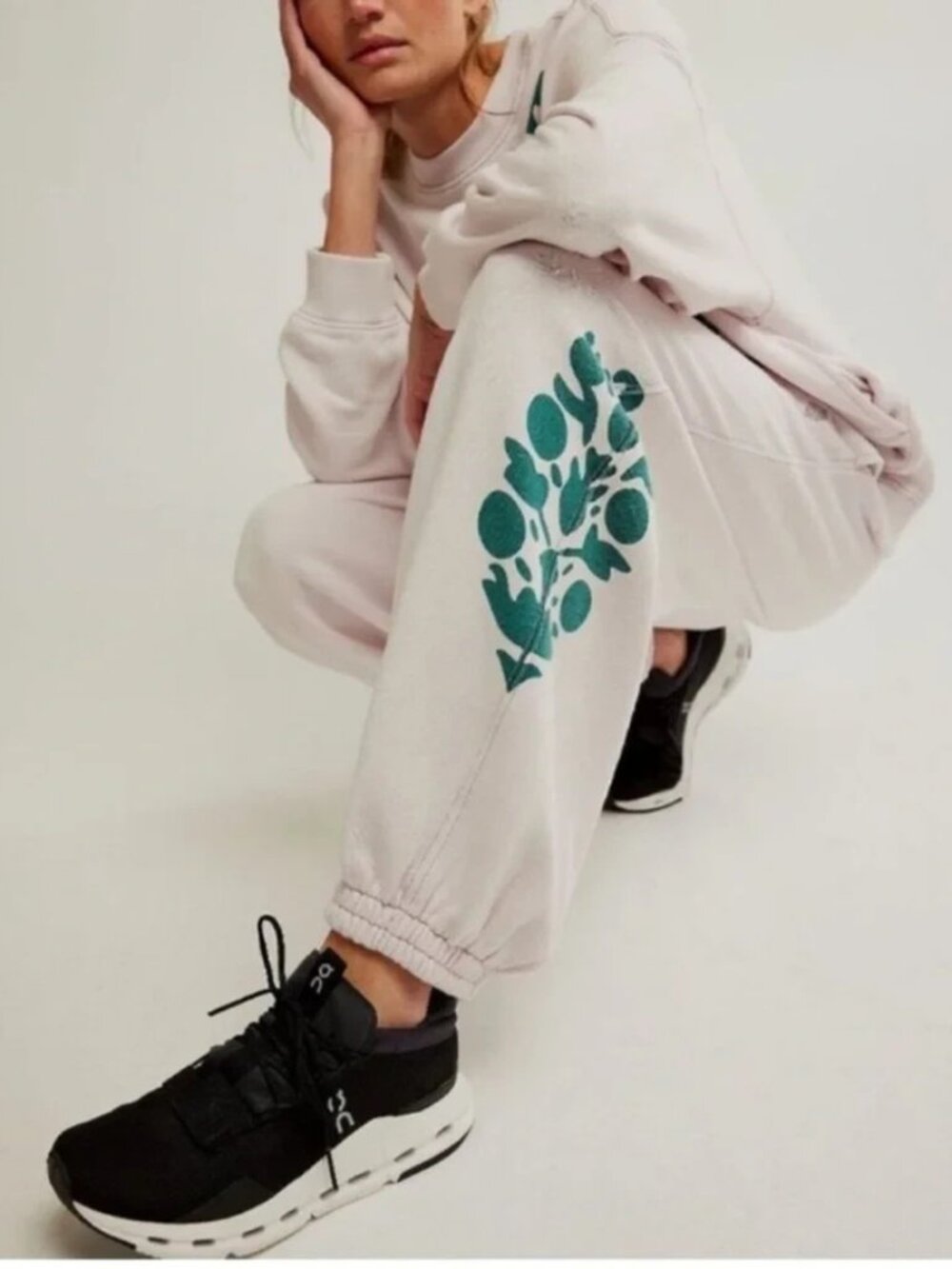 Free People FP Movement All Star Logo Sweatpants Smocked Drawstring Pants XS